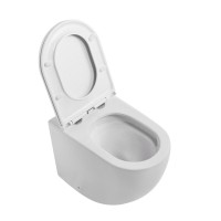 Унитаз приставной напольный Abber Bequem AC1111TMW безободковый, с микролифтом, матовый белый