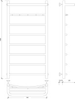 Полотенцесушитель водяной Secado Милан 1 КСП 105x55 см, глянцевый хром, лесенка, с полкой