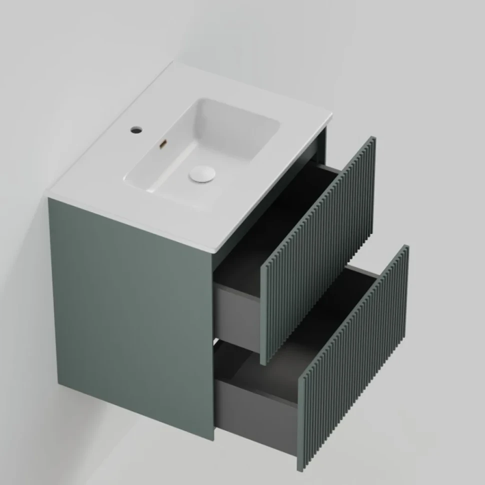 Тумба под раковину La Fenice TERRA Twin Grigio серо-зелёная матовая 60 см