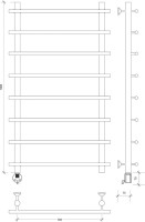Полотенцесушитель электрический Secado Турин 1 105x55 см, подключение слева, глянцевый хром, лесенка