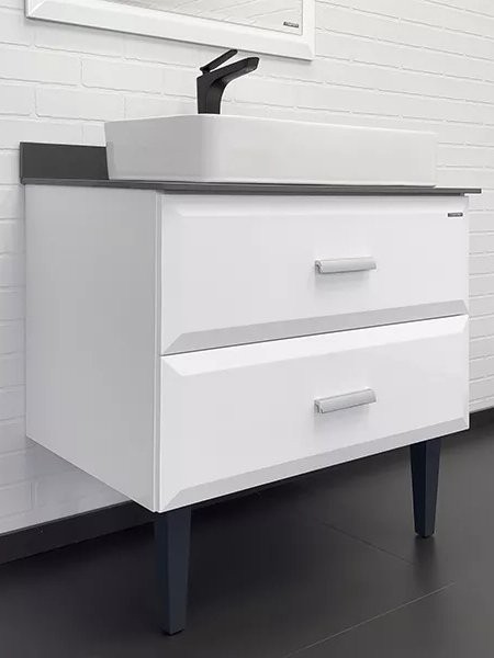 Тумба с раковиной Comforty Империя 80 напольная, белый глянец