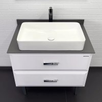 Тумба с раковиной Comforty Империя 80 напольная, белый глянец