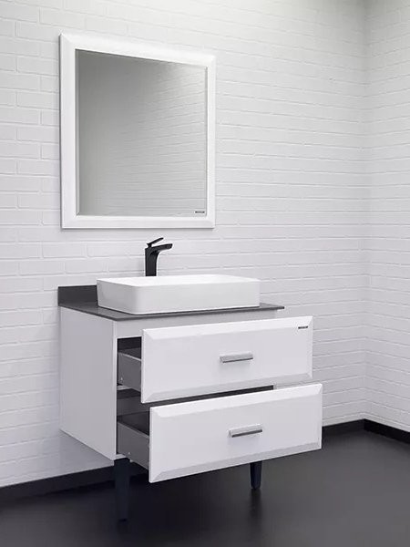 Тумба с раковиной Comforty Империя 80 напольная, белый глянец