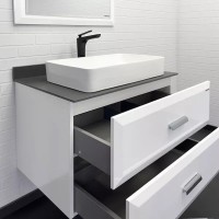 Тумба с раковиной Comforty Империя 80 напольная, белый глянец