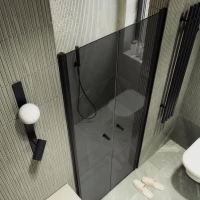 Душевая дверь в нишу Maybahglass MGD-430-6 120 см, профиль матовый черный, стекло графит