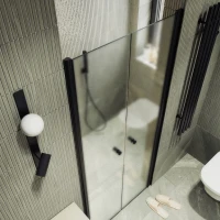 Душевая дверь в нишу Maybahglass MGD-445-6 99 см, профиль матовый черный, стекло сатин