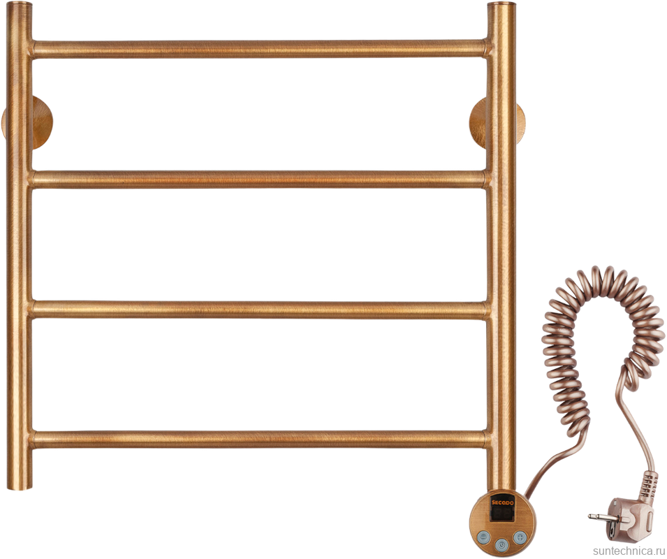 Полотенцесушитель электрический Secado Триада 1 55x55 см, подключение справа, бронза, лесенка, латунь