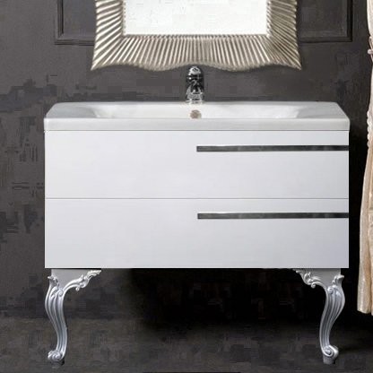 Тумба с раковиной Armadi Art NeoArt 100 white с ручками Luce хром, с ножками