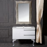 Тумба с раковиной Armadi Art NeoArt 100 white с ручками Luce хром, с ножками