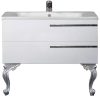 Тумба с раковиной Armadi Art NeoArt 100 white с ручками Luce хром, с ножками