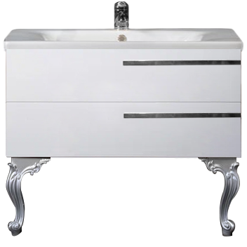 Тумба с раковиной Armadi Art NeoArt 100 white с ручками Luce хром, с ножками