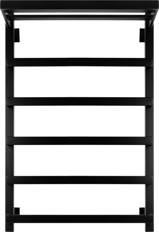 Полотенцесушитель водяной Secado Корсано 1 СП 80x55 см, матовый черный, лесенка, с полкой