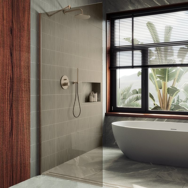 Душевая перегородка Maybahglass MGD-1353-2ш 99 см, профиль бронза, стекло бронза