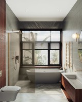 Душевая перегородка Maybahglass MGD-1353-2ш 99 см, профиль бронза, стекло бронза