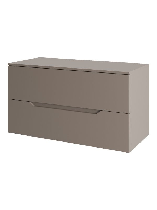 Тумба с раковиной Orange Line 100 подвесная, 2 ящика, матовый латте с раковиной B02-460W