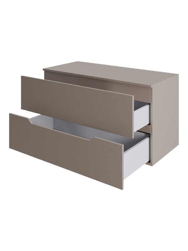 Тумба с раковиной Orange Line 100 подвесная, 2 ящика, матовый латте с раковиной B02-460W