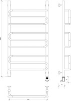 Полотенцесушитель электрический Secado Валенсия 2 105x55 см, подключение справа, глянцевый хром, лесенка