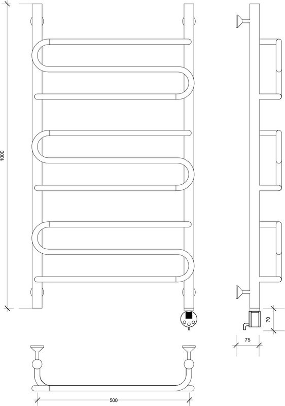 Полотенцесушитель электрический Secado Валенсия 2 105x55 см, подключение справа, глянцевый хром, лесенка