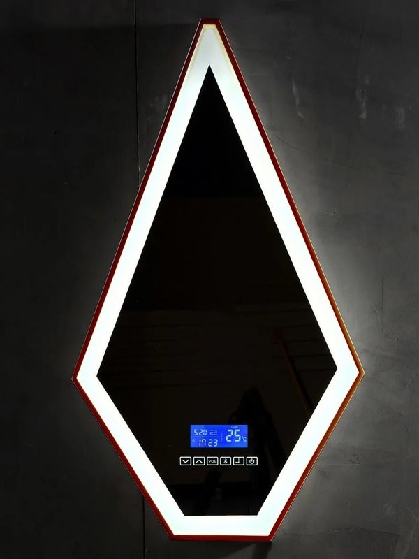 Зеркало Abber Stein AS6611BR 45х80 см, с подсветкой, с bluetooth-плеером, коричневое