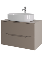 Тумба с раковиной Orange Line 80 подвесная, 2 ящика, матовый латте с раковиной B08-600W
