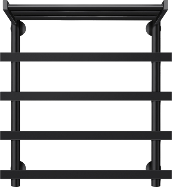 Полотенцесушитель электрический Secado Понтида 1 СП, R 60x60 см, подключение справа, матовый черный, лесенка, с полкой