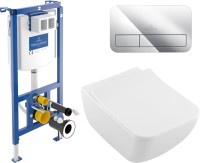 Комплект Унитаз подвесной Villeroy & Boch Venticello 4611RS01 безободковый + Система инсталляции для унитазов Villeroy & Boch 92242700 + Кнопка смыва