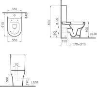 Унитаз-компакт напольный VitrA Zentrum 9012B003-7226 с биде и микролифтом