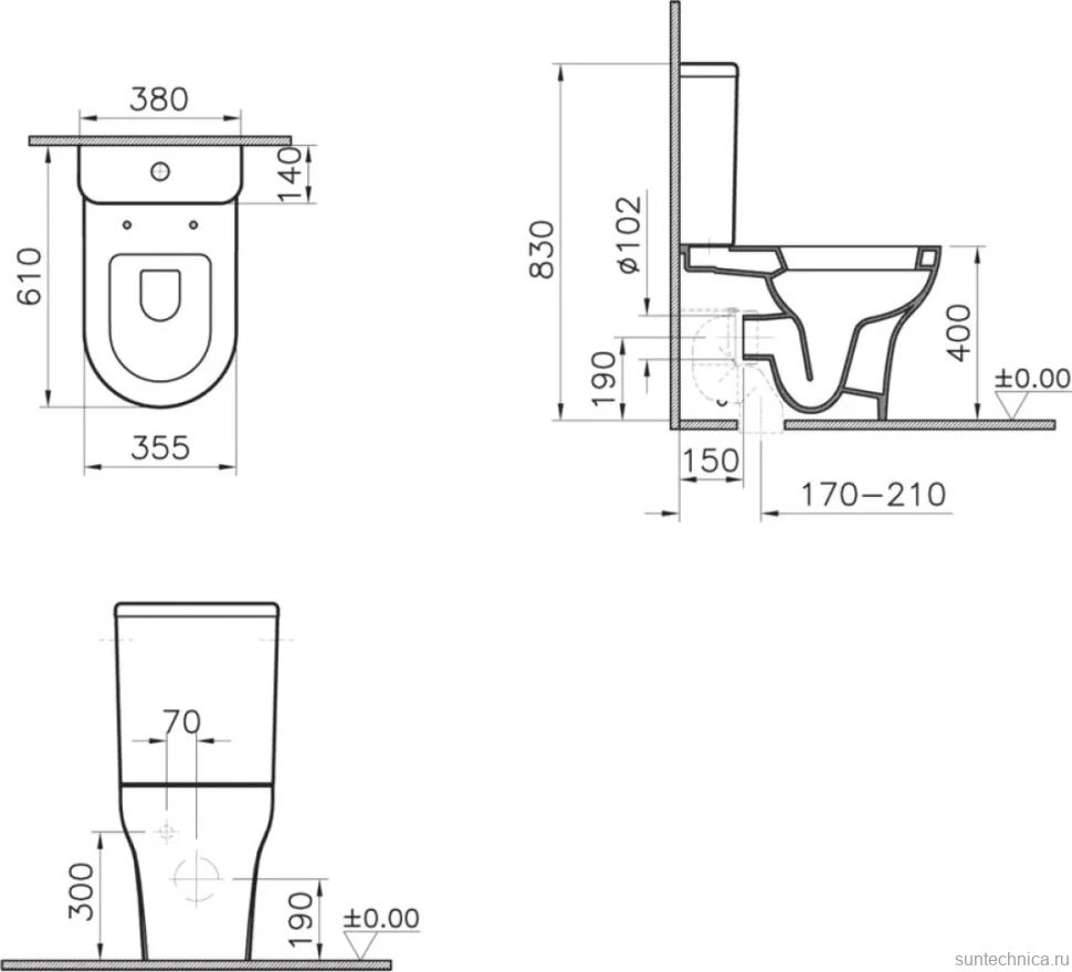 Унитаз-компакт напольный VitrA Zentrum 9012B003-7226 с биде и микролифтом