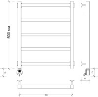 Полотенцесушитель электрический Secado Корсико 1 L 65x55 см, подключение слева, хром, лесенка