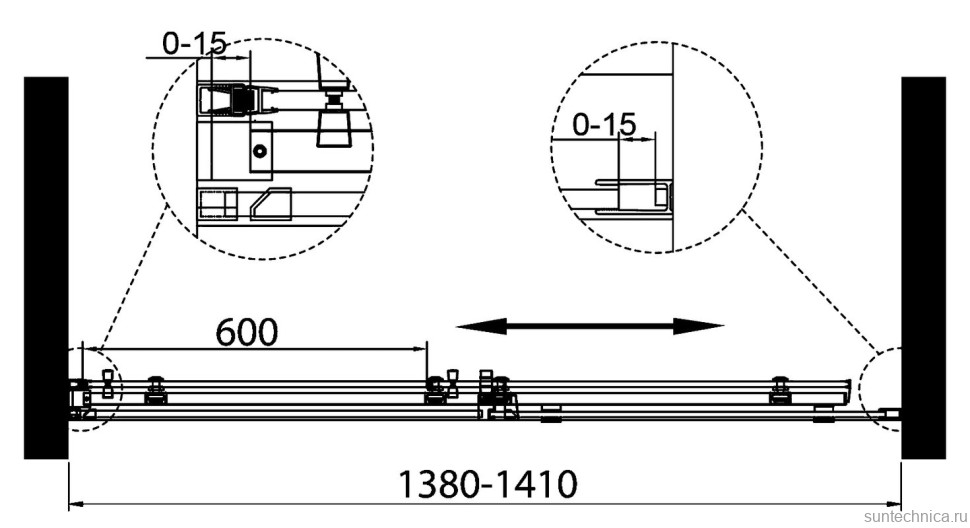 Душевая дверь в нишу BelBagno Acqua -BF-1-140-C-NERO профиль черный матовый