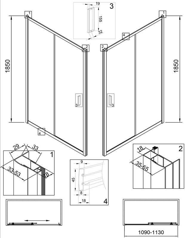 Душевая дверь в нишу Veconi Vianno VN-46 110 см,  профиль хром