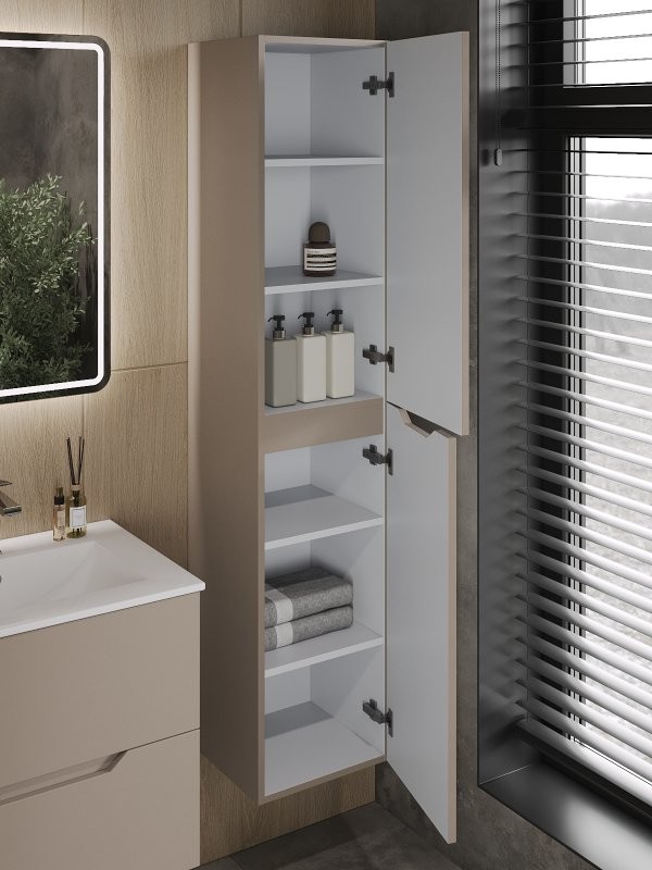 Шкаф пенал для ванной Orange Line 35 правый, матовый латте