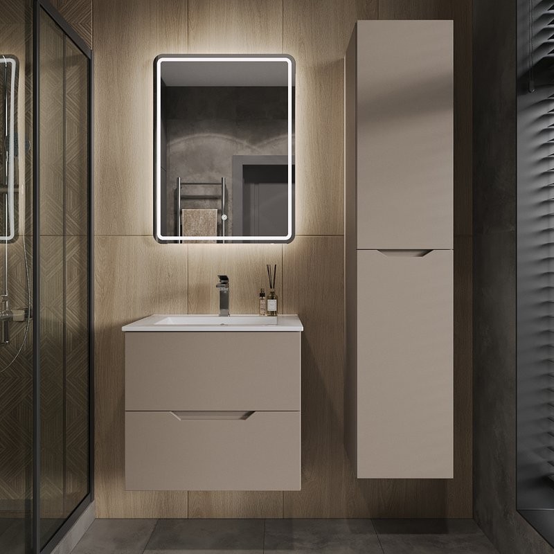 Шкаф пенал для ванной Orange Line 35 правый, матовый латте