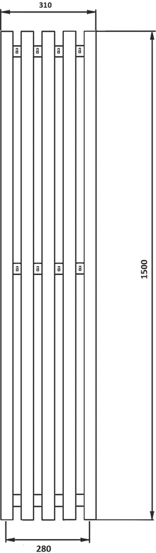 Полотенцесушитель водяной Secado Бергамо 5К 1500х280 150x30 см, хром, I-образный