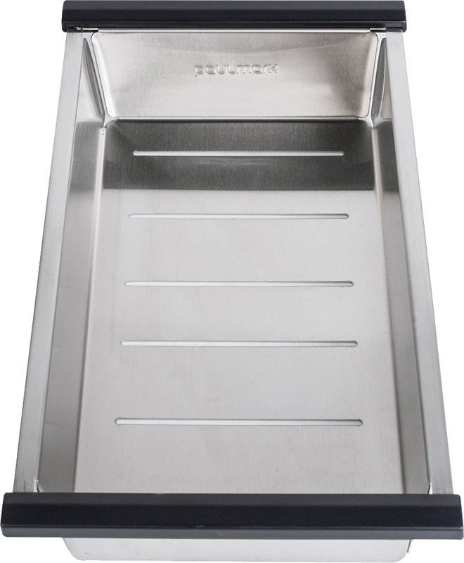 Мойка кухонная Paulmark Stepia PM117551-WH+A375-BS с коландером, белая