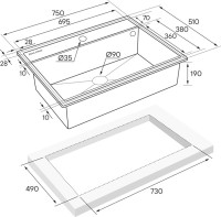 Мойка кухонная Paulmark Stepia PM117551-WH+A375-BS с коландером, белая