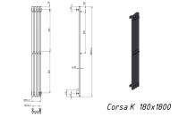 Полотенцесушитель электрический Grota Corsa K N RAL9016 EL 18х180, с крючками, матовый белый