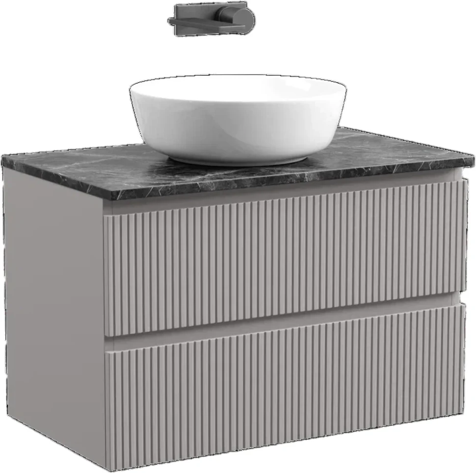 Тумба с раковиной Sancos Snob T 80 см, doha soft, столешница черный мрамор, раковина CN6013