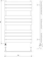 Полотенцесушитель электрический Secado Мормано 80х50 85x55 см, подключение слева, черный матовый, лесенка