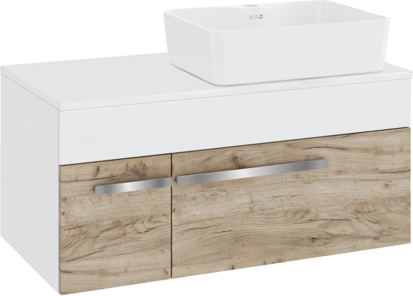 Тумба с раковиной Runo Вудлайн 85 подвесная, крафтовый дуб, раковина Lavello 50