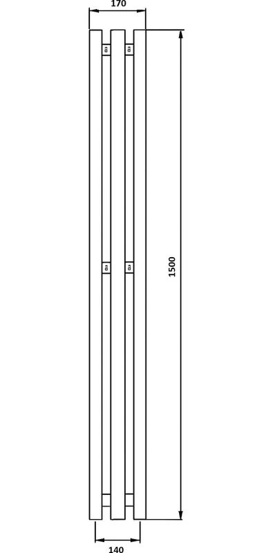 Полотенцесушитель водяной Secado Бергамо 3К 1500/140 150x15 см, графит, I-образный