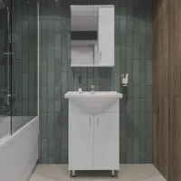 Мебель для ванной комнаты Orange Samara 60 белый глянец, со смесителем, зеркало Samara 50