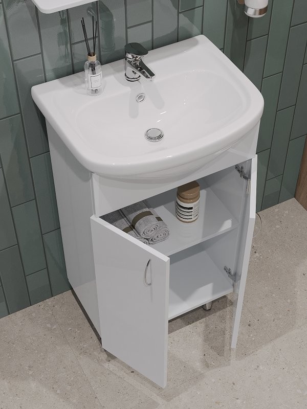 Мебель для ванной комнаты Orange Samara 60 белый глянец, со смесителем, зеркало Samara 50