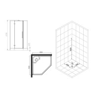 Душевая кабина Esbano ESM ESM-PENTA-90 (Left) 90х90х215 L, пятиугольная