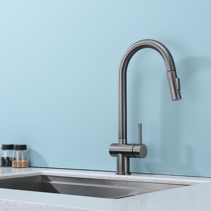 Смеситель для кухни с выдвижным изливом Splenka S204.49.09, графит