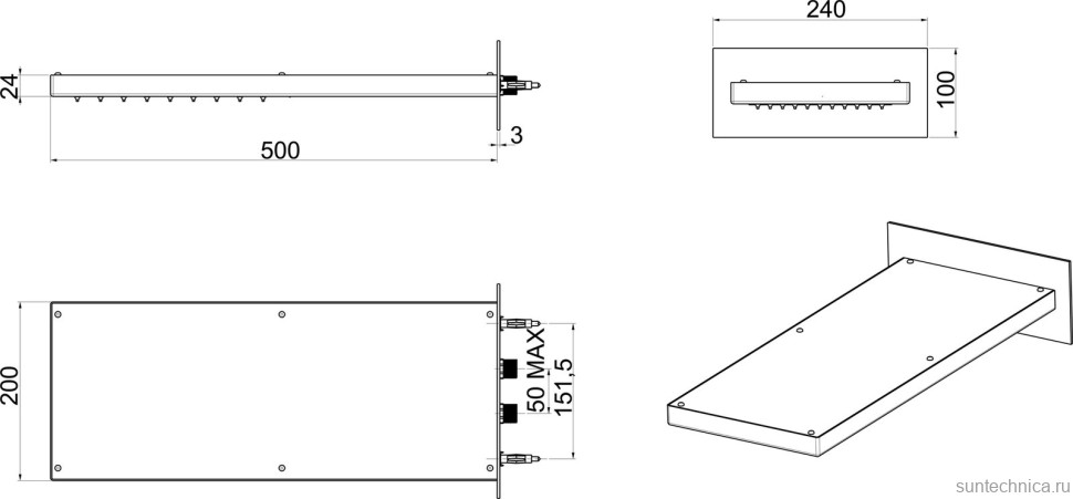 Верхний душ Bossini Manhattan 2 sprays I00570