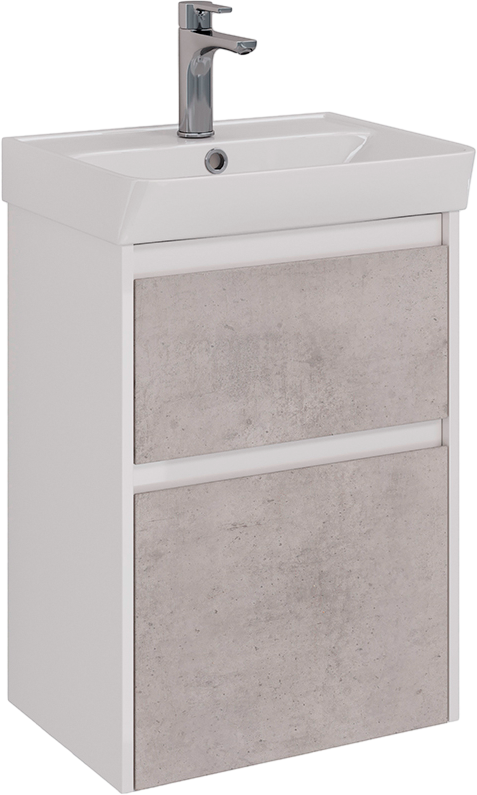 Тумба с раковиной Lemark Combi 50 бетон, белая глянцевая