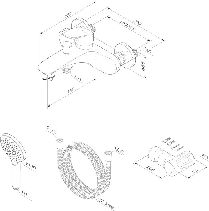 Смеситель для ванны с душем AM.PM Like F8015000 хром