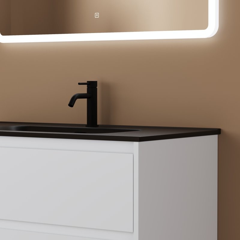 Мебель для ванной комнаты Sancos Libra 90 см белый глянец, черная раковина