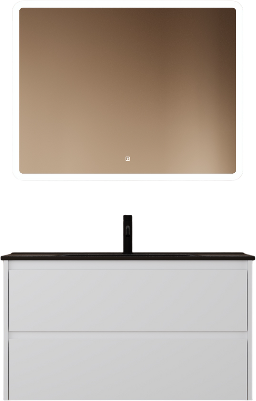 Мебель для ванной комнаты Sancos Libra 90 см белый глянец, черная раковина